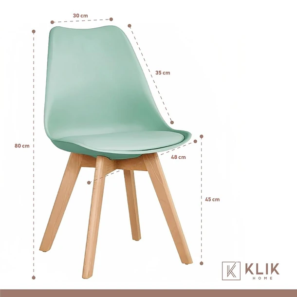 Silla Klik Tulip Acolchado Menta / Negro