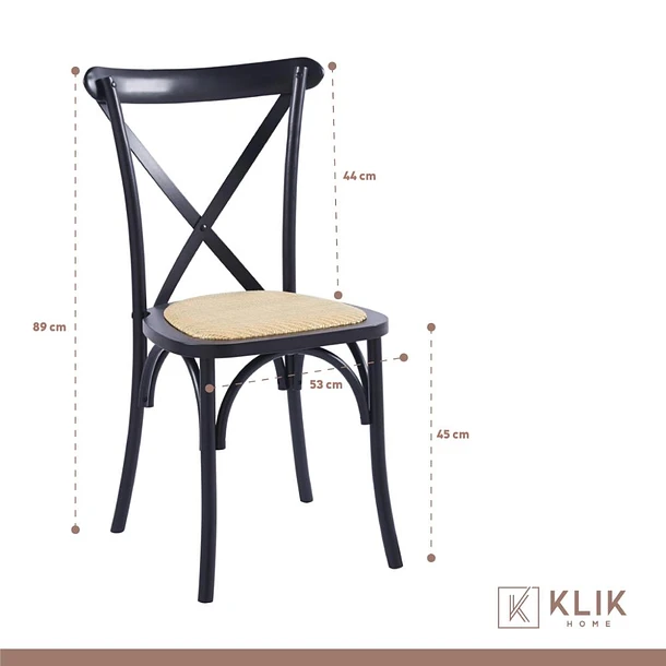 Silla Klik Crossback Madera Rattan Negra