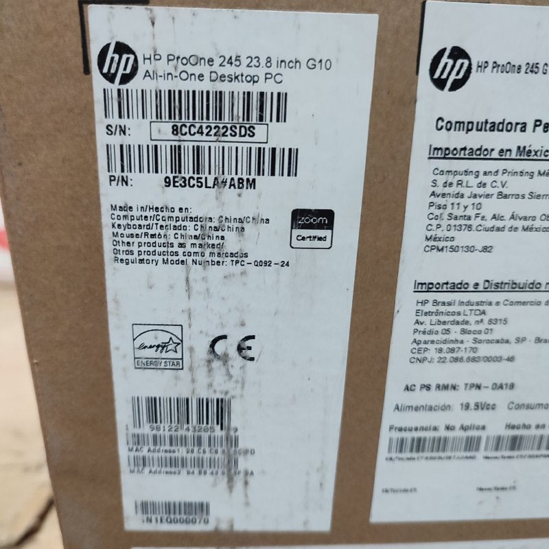 All In One Hp Pro One 245 G10 23.8 Inch Cpu: Amd Ryzen 5 7520u / Ram: 8gb / Ssd: 512gb