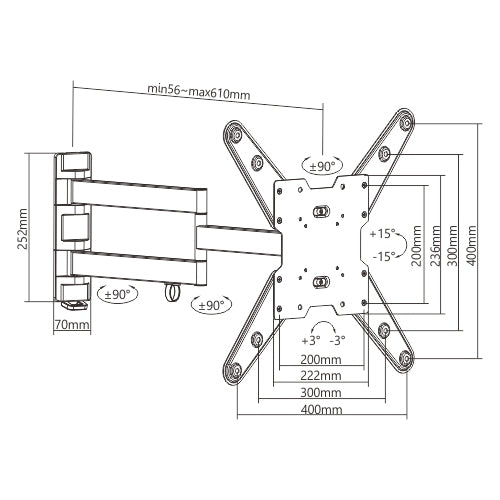 SOPORTE PARA TV BRATECK LDA07-443L NEGRO 23A55