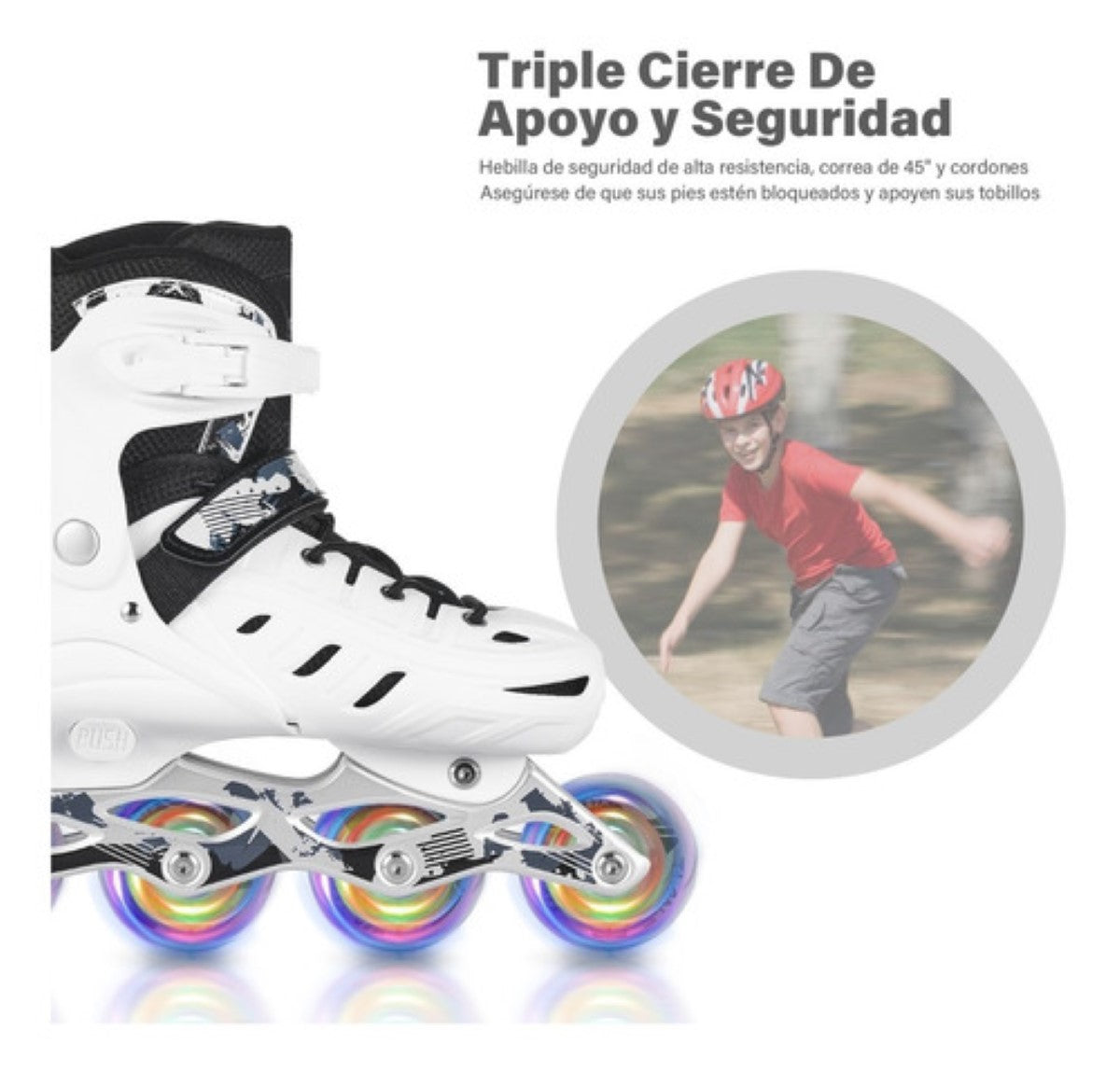 Patines En Linea Genericos Profesionales Ajustables Con Luces Blanco