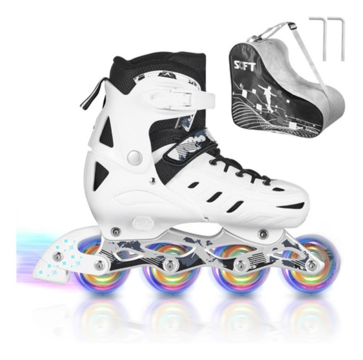 Patines En Linea Genericos Profesionales Ajustables Con Luces Blanco