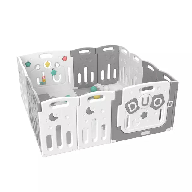 Corral Didactico De Juegos + Alfombra + Pelotas Bbqool Duo Grey