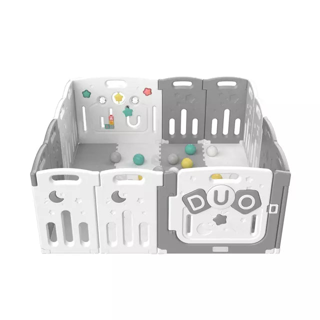 Corral Didactico De Juegos + Alfombra + Pelotas Bbqool Duo Grey