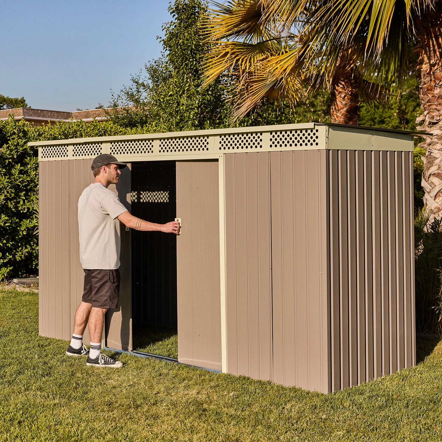Bodega de Jardín Halten Modelo Bellac 343x184x142 cm, Beige