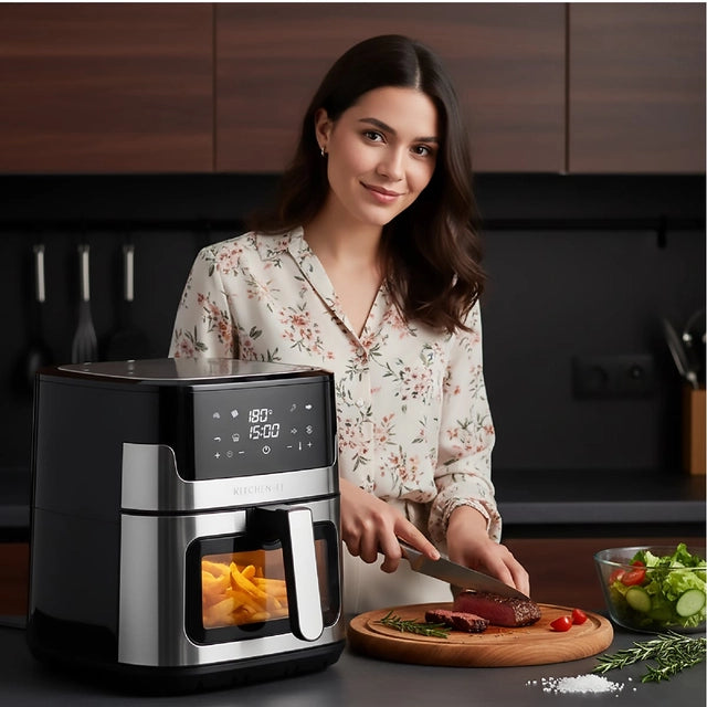 Freidora de Aire Kitchen-it Luxe Acero Inoxidable 8 Litros