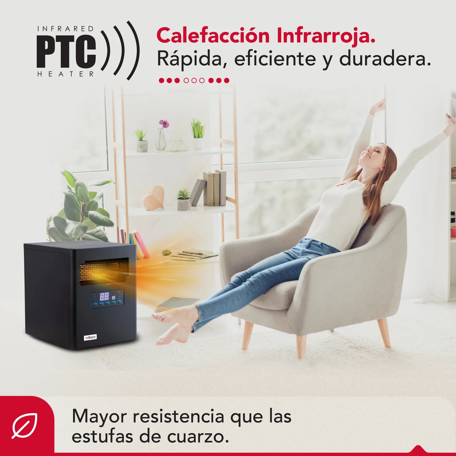 Estufa Infrarroja  Thor Smart 1500 Wifi Thorben Green 1500 Wifi Negro