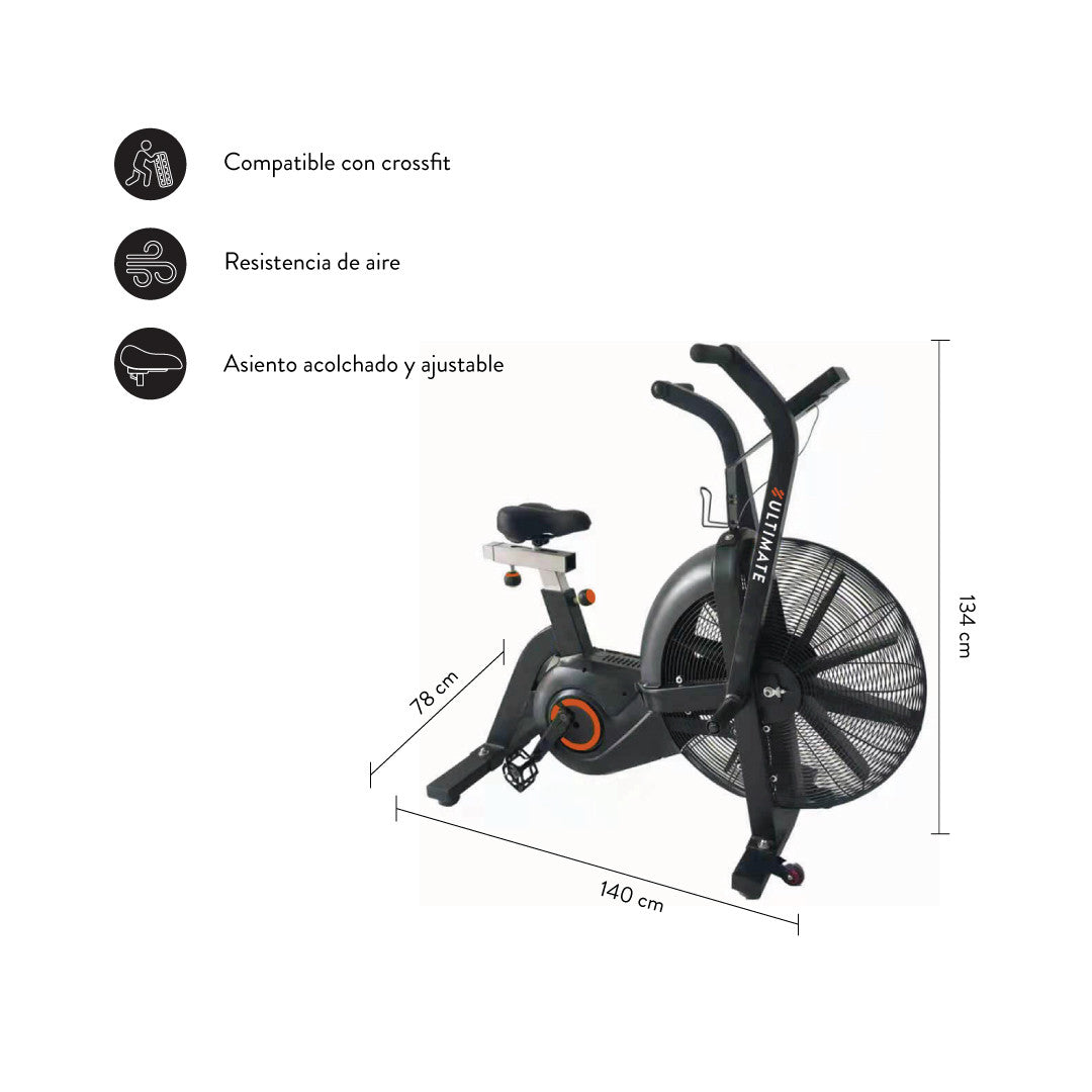 Bicicleta Estatica Ultimate Fitness Air Bike Assault Elite Negro