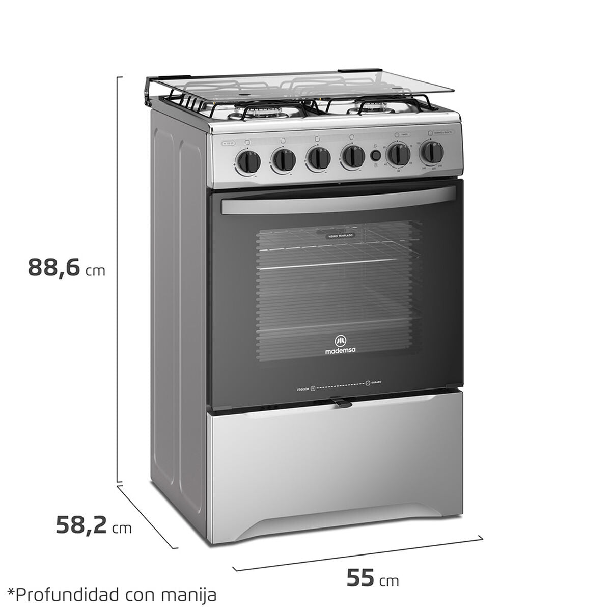 Cocina A Gas  Licuado Mademsa Cuatro Platos M 775 St Gas Licuado Gris