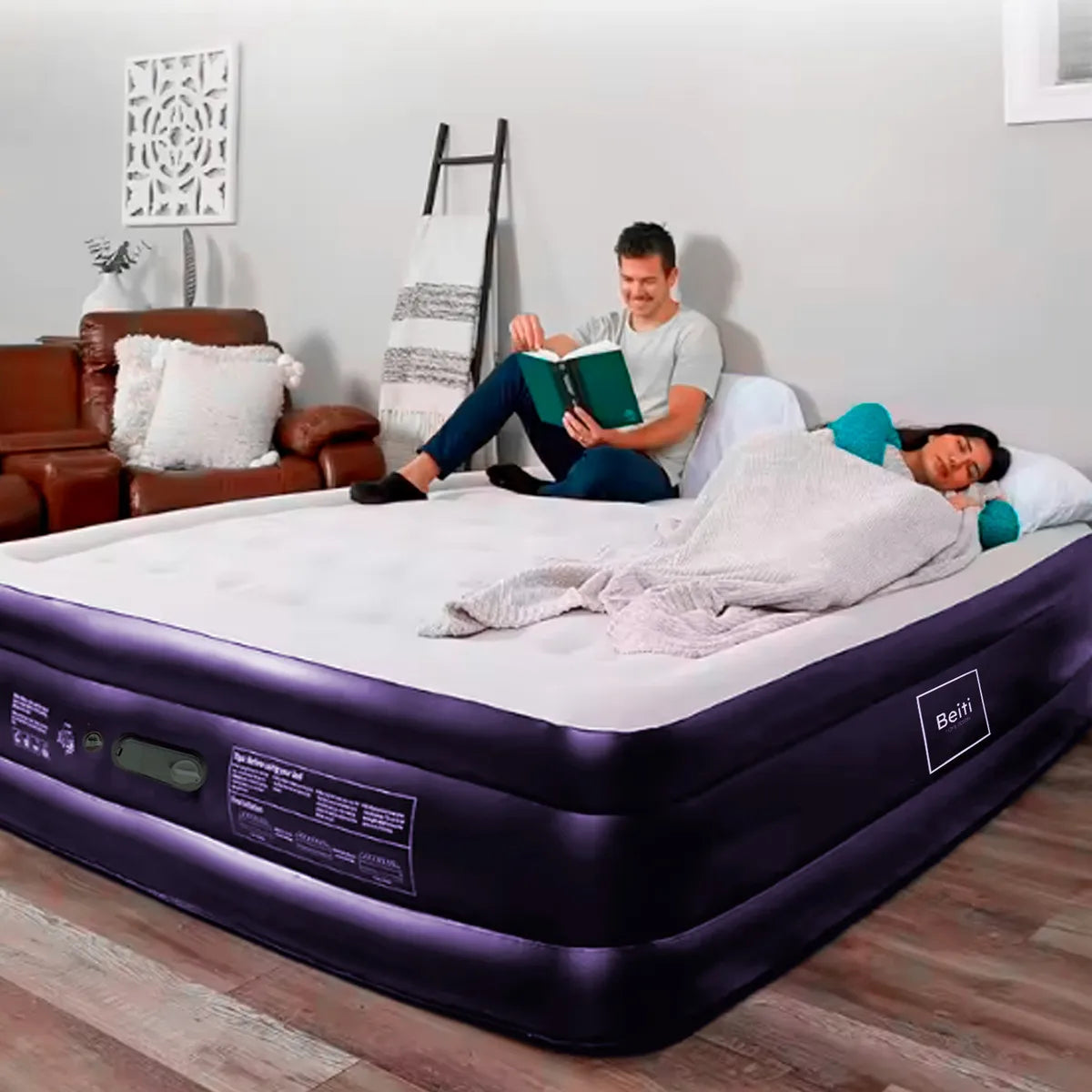 Colchon Cama Inflable Beiti Electrico 2 Plazas 203x125x47cm