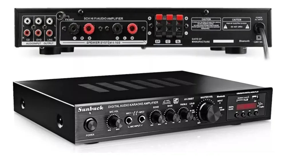 Amplificador Digital Audio Karaoke Starlock Av-298bt Negro