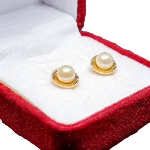 Aros Facetados de Perla Cultivada en Oro 18K Dorado