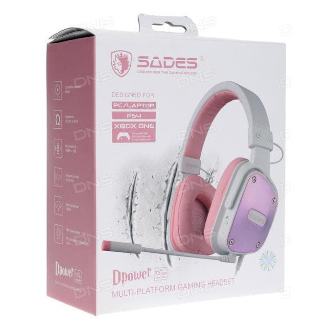 Audífonos Gamer Sades Dpower Rosado Blanco