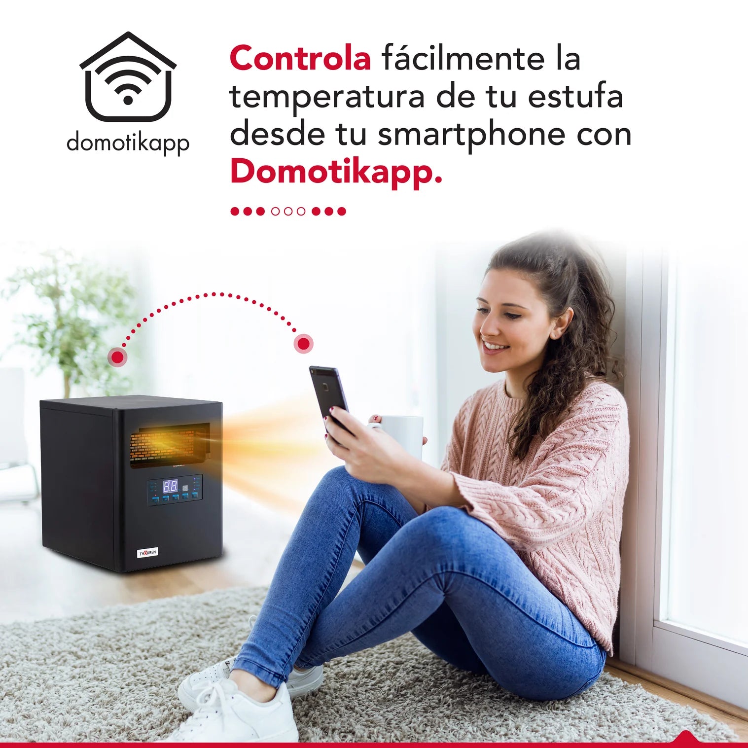 Estufa Infrarroja  Thor Smart 1500 Wifi Thorben Green 1500 Wifi Negro