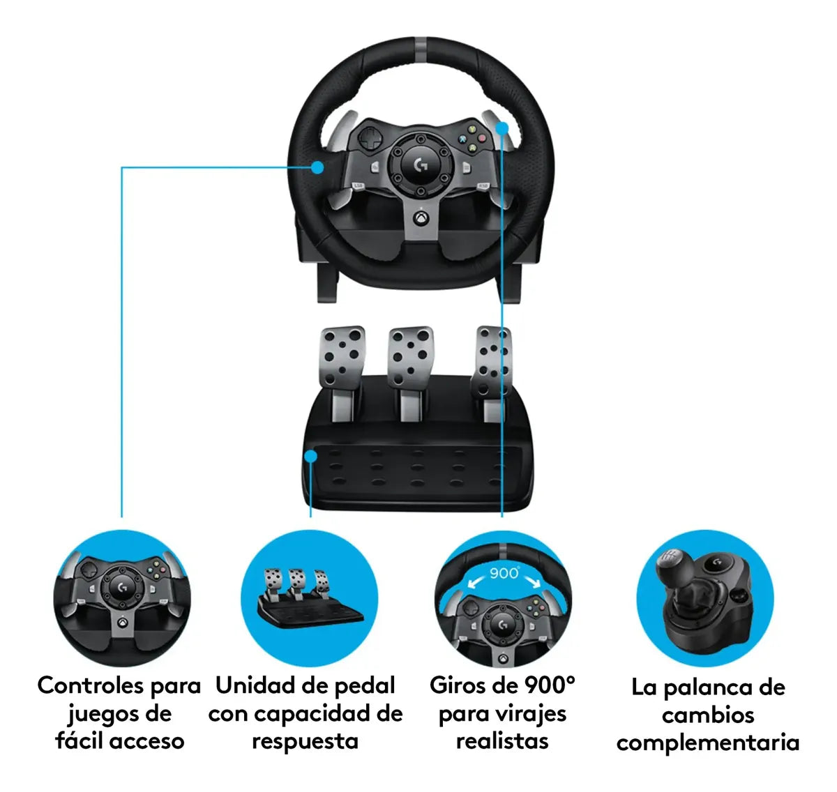 Kit Volante Xbox + Palanca de Cambios+ Gorro Logitech G920 Negro