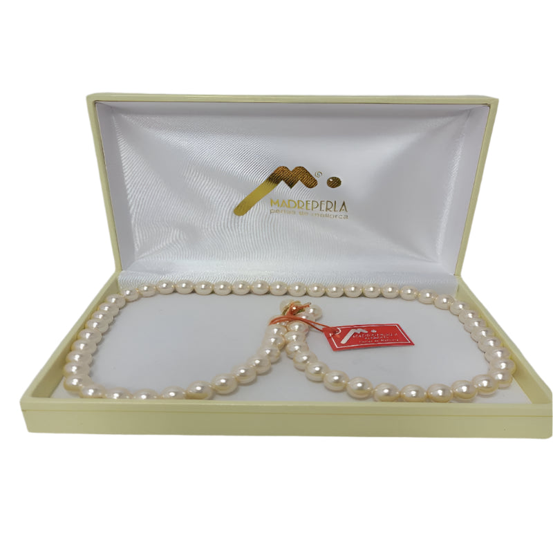 Collar  De Perlas  De Mallorca Madreperla Banado En Oro 45 Cm