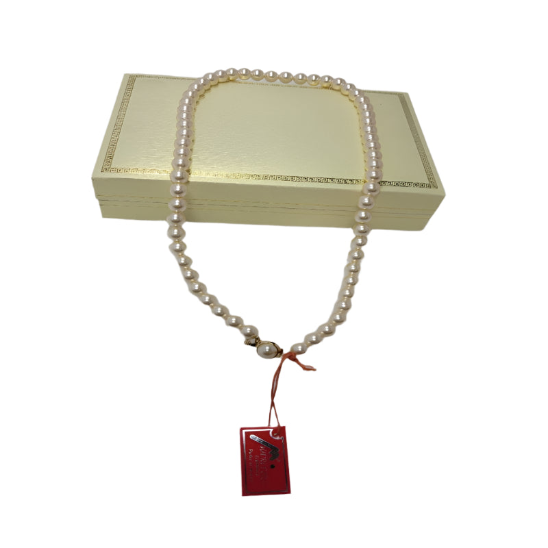 Collar  De Perlas  De Mallorca Madreperla Banado En Oro 45 Cm