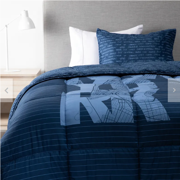 Plumón Estampado Reversible Mica New York 1.5plaza Azul