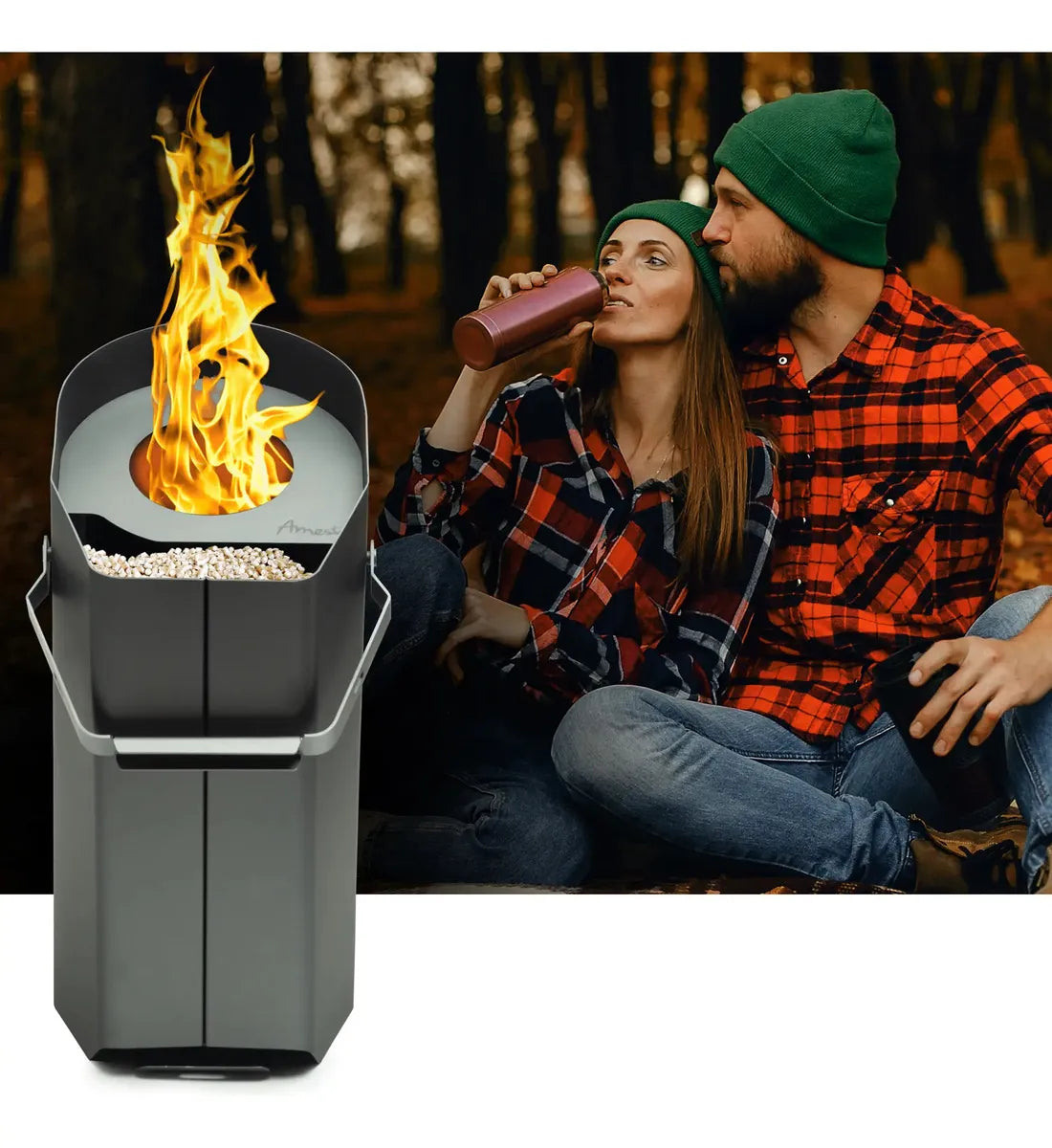 Calefactor de Patio a Pellet ICON Amesti Negro