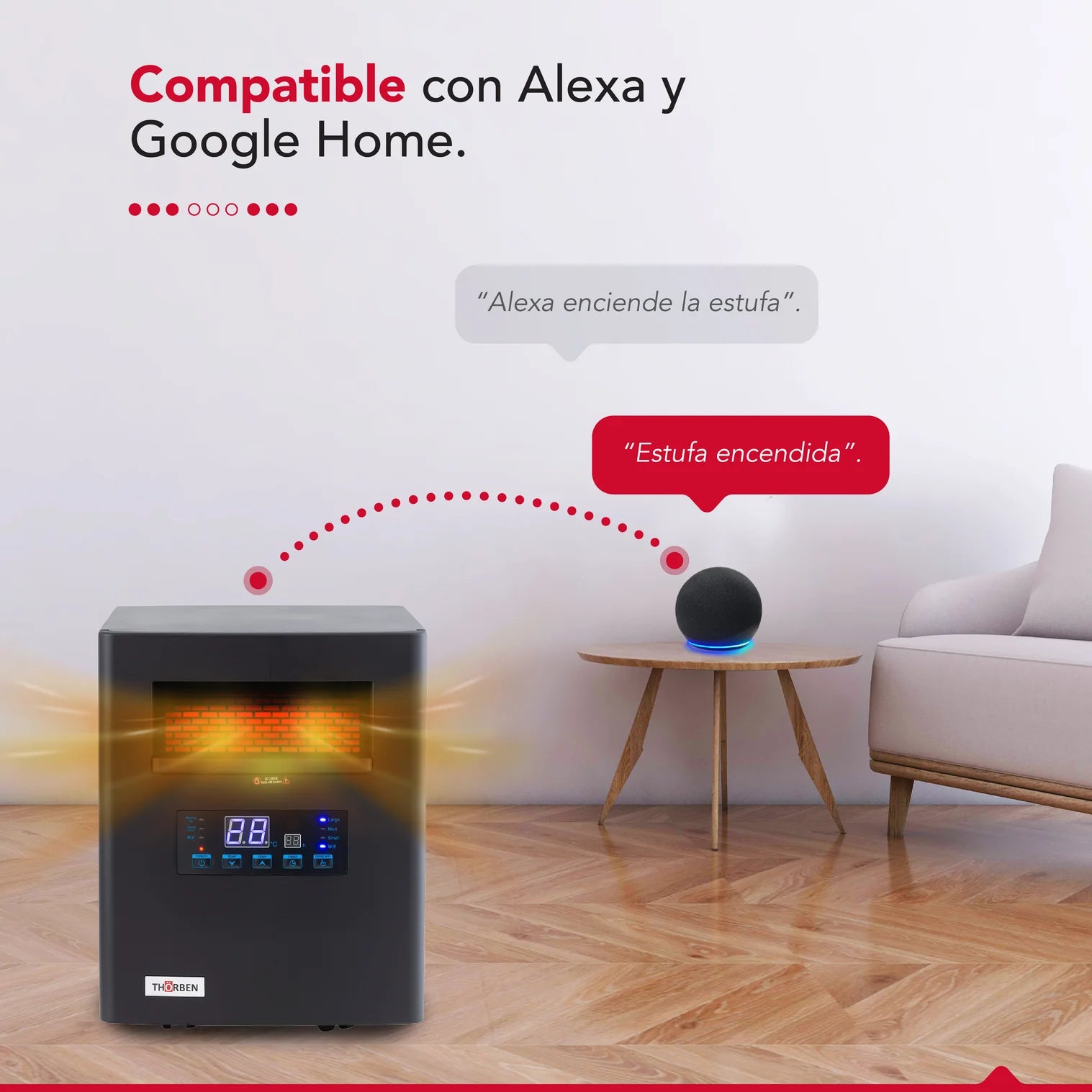 Estufa Infrarroja  Thor Smart 1500 Wifi Thorben Green 1500 Wifi Negro