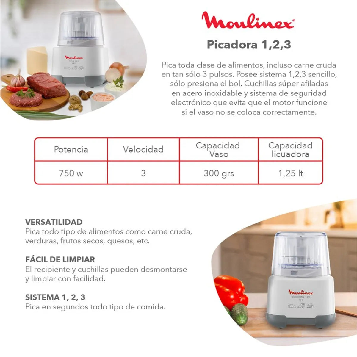 Picadora Moulinex Powelix 750W Blanca