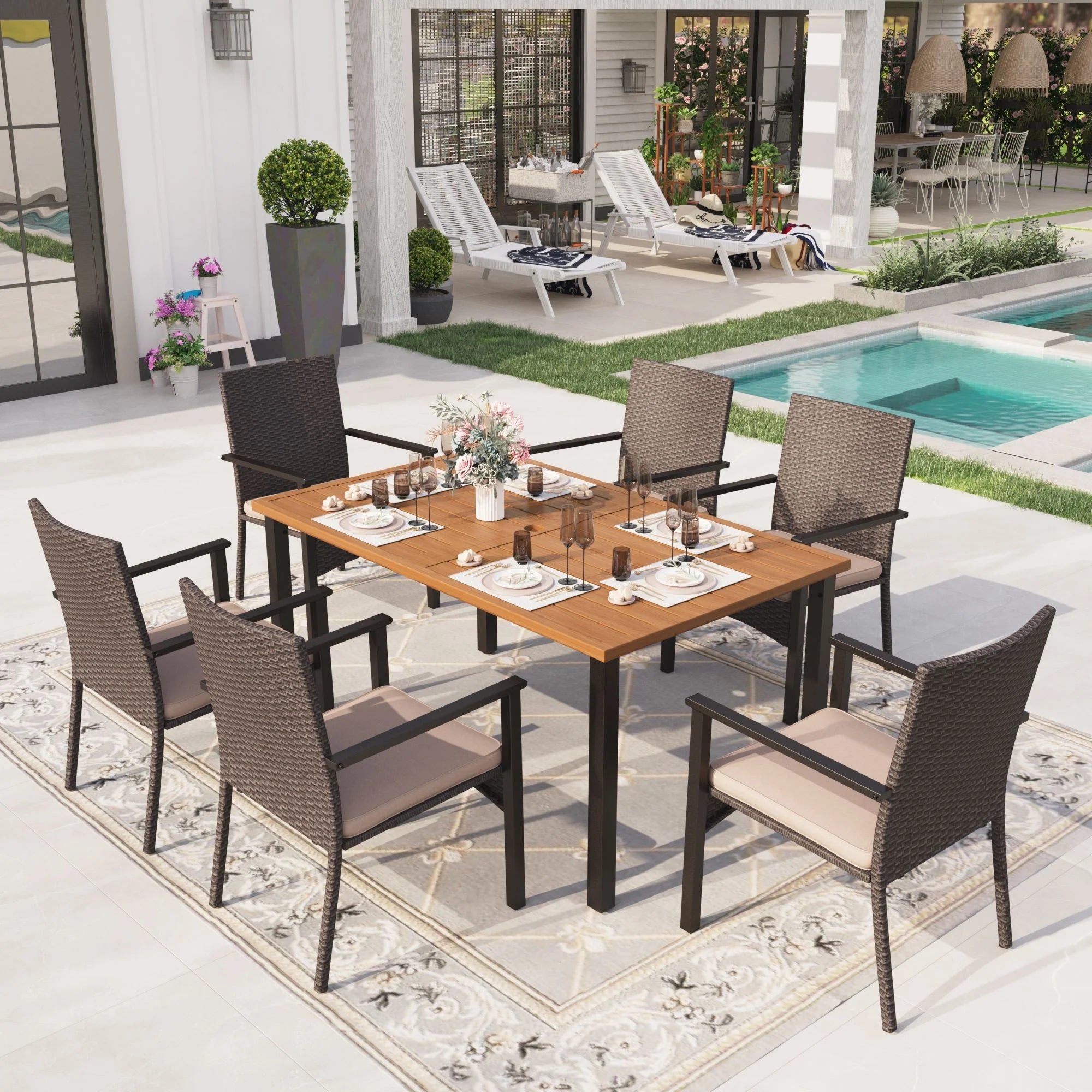 Set 6 Sillas Comedor Rattan Mainstays