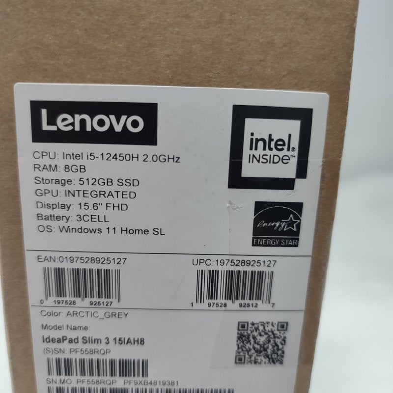 Notebook Lenovo Ideapad Slim 3 15iah8 Arctic Grey 15.6" Cpu: Intel I5-12450h / Ram: 8gb / Ssd: 512gb