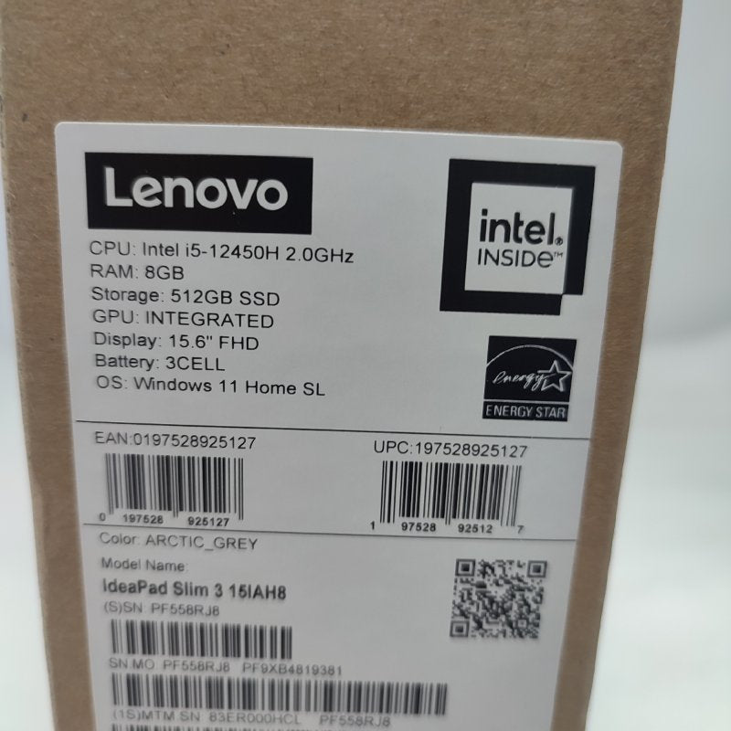 Notebook Lenovo Ideapad Slim 3 15iah8 Arctic Grey 15.6" Cpu: Intel I5-12450h / Ram: 8gb / Ssd: 512gb