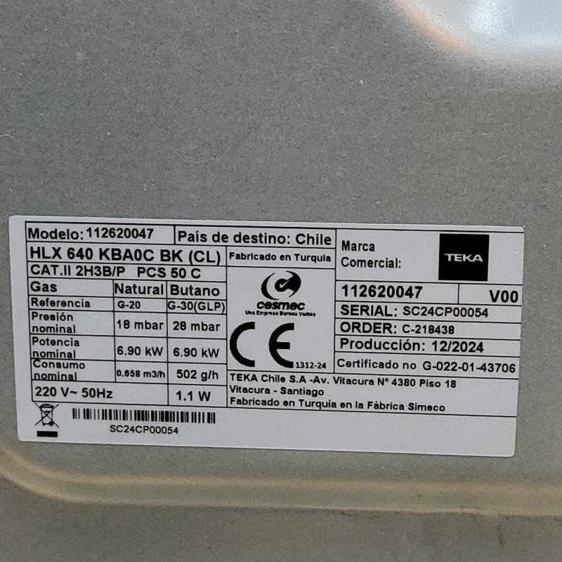 Encimera Teka Hlx 640 Kba0c Bk Negro