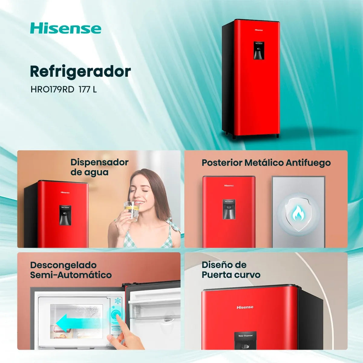 Refrigerador Hisense HRO179RD 177 Litros, Rojo
