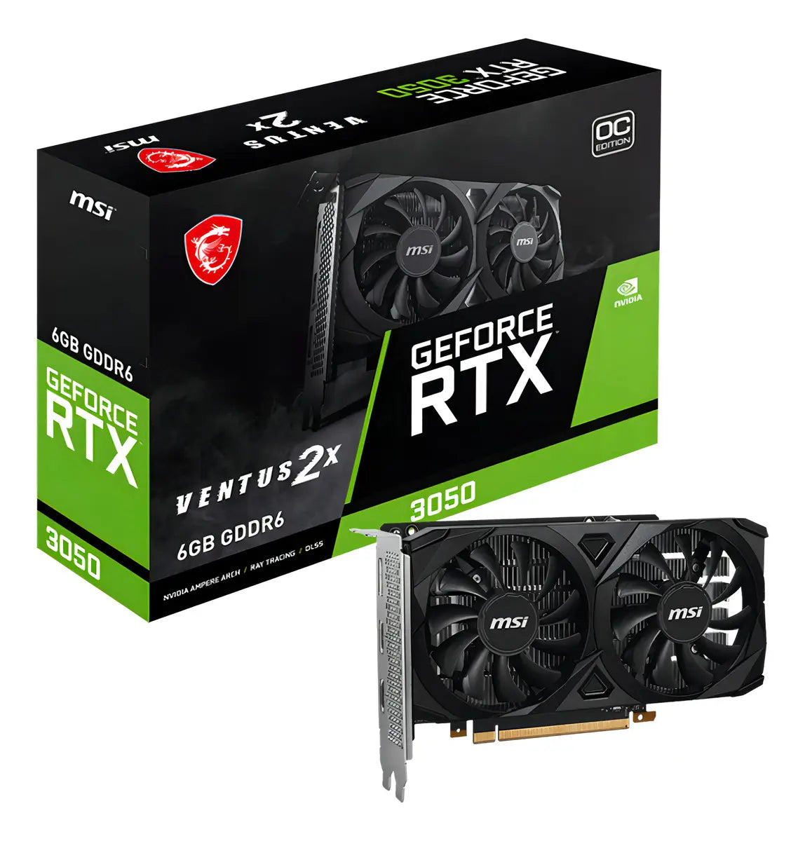 Tarjeta de Video MSI GeForce RTX 3050 Ventus 2X 6G OC 6GB GDDR6