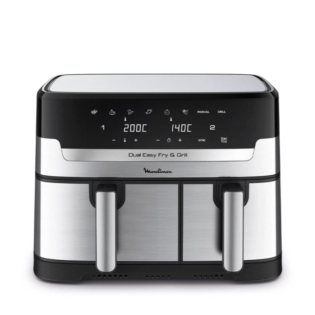 Freidora de Aire Moulinex Easy Fry Grill Digital Dual Inox 8.3 Litros