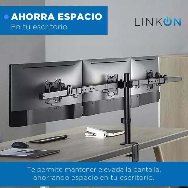 Soporte Brazo Triple 3 Linkon Monitores Escritorio