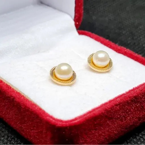 Aros Facetados de Perla Cultivada en Oro 18K Dorado