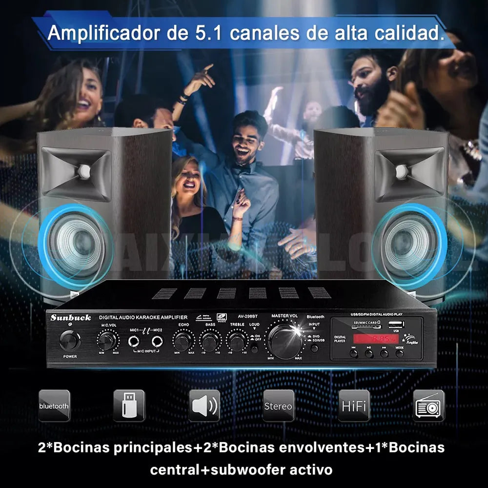 Amplificador Digital Audio Karaoke Starlock Av-298bt Negro
