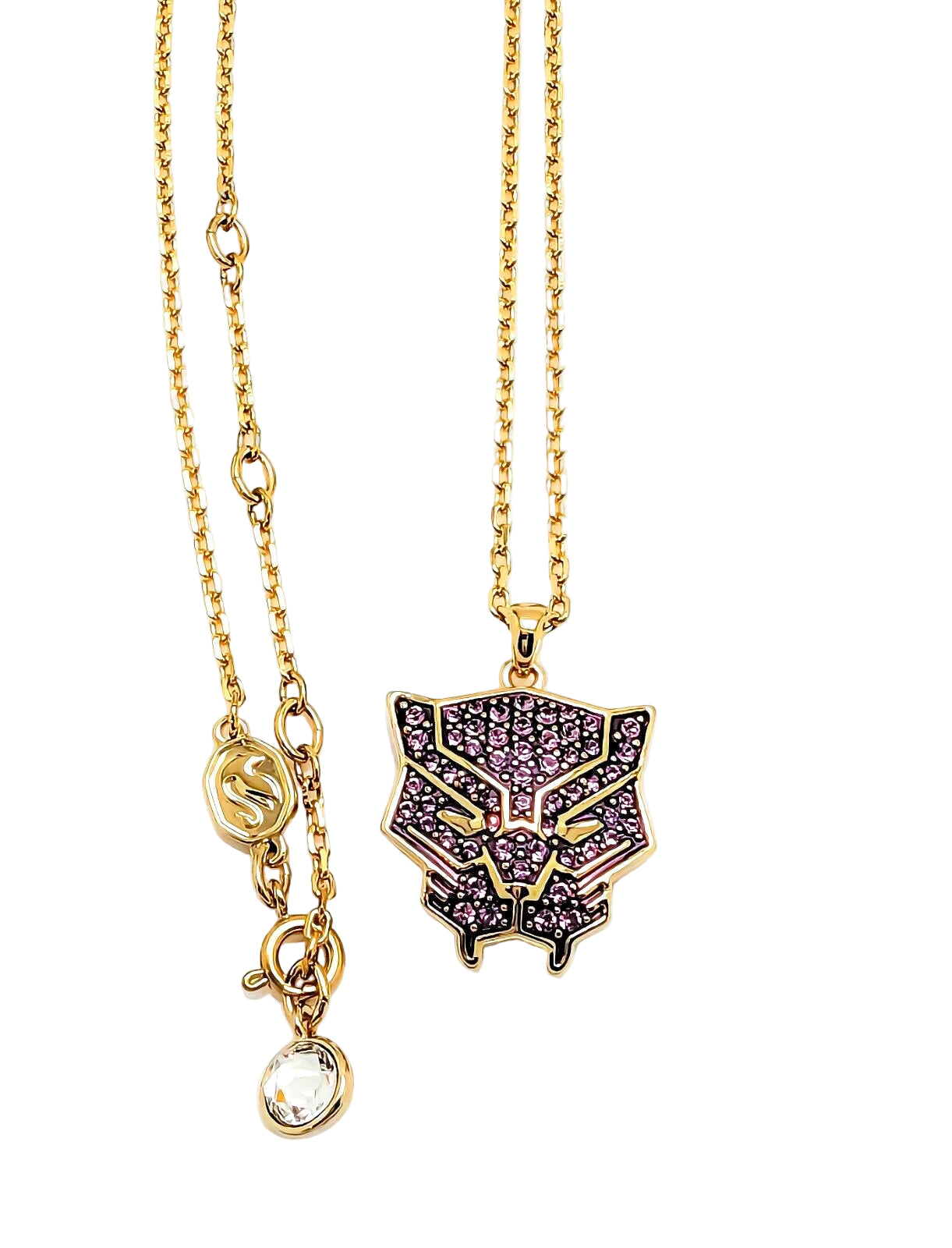 Collar Cara Pantera Marvel Swarovski 5650574 Plateado / Rosado