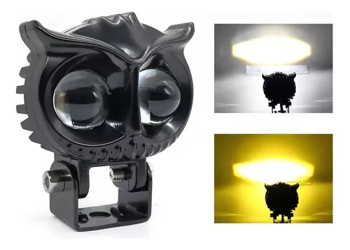 Par  De Luz Led Faros Para Motos Generico Auxiliares Lupa   /  Diseño Buho Negro 2 Unidad