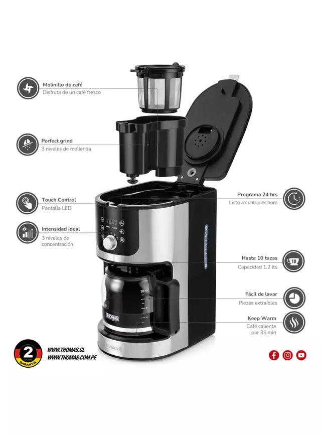 Cafetera de Filtro Thomas Aromakaffee TH-145DMI 1.2 Litros