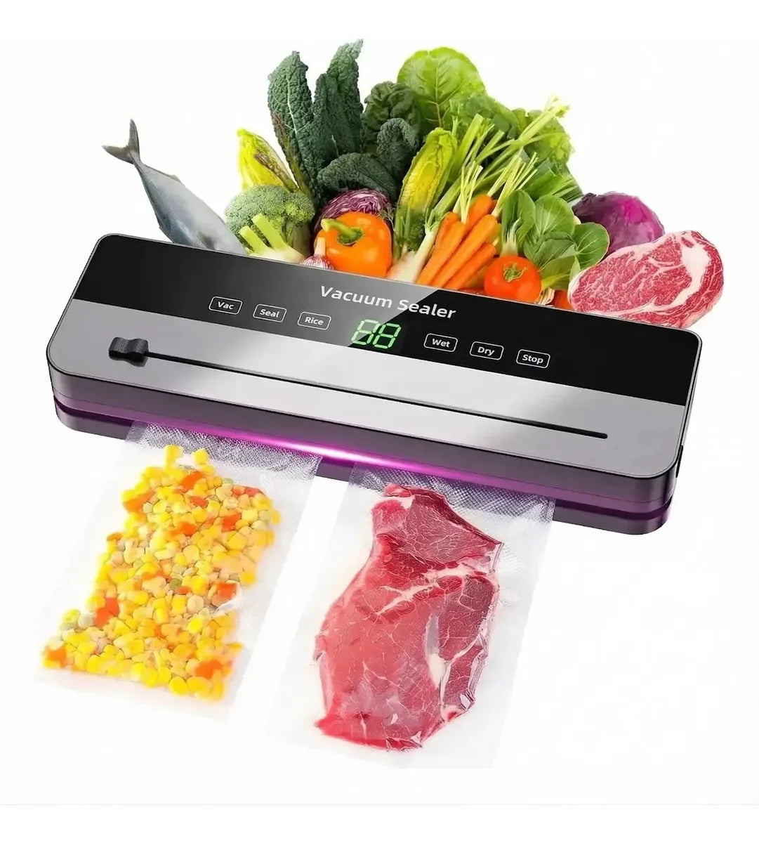 Máquina Selladora al Vacío para Alimentos 120W 6 Vacuum Sealer 51050