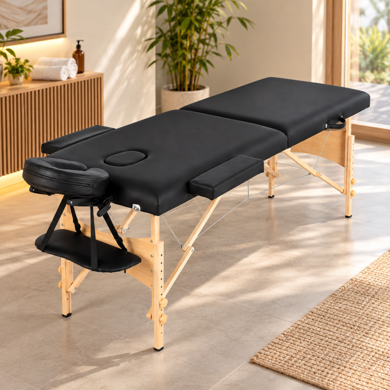 Camilla de Masaje IGPro IGCM2-MB 2 Cuerpos Madera con Bolso, Negro