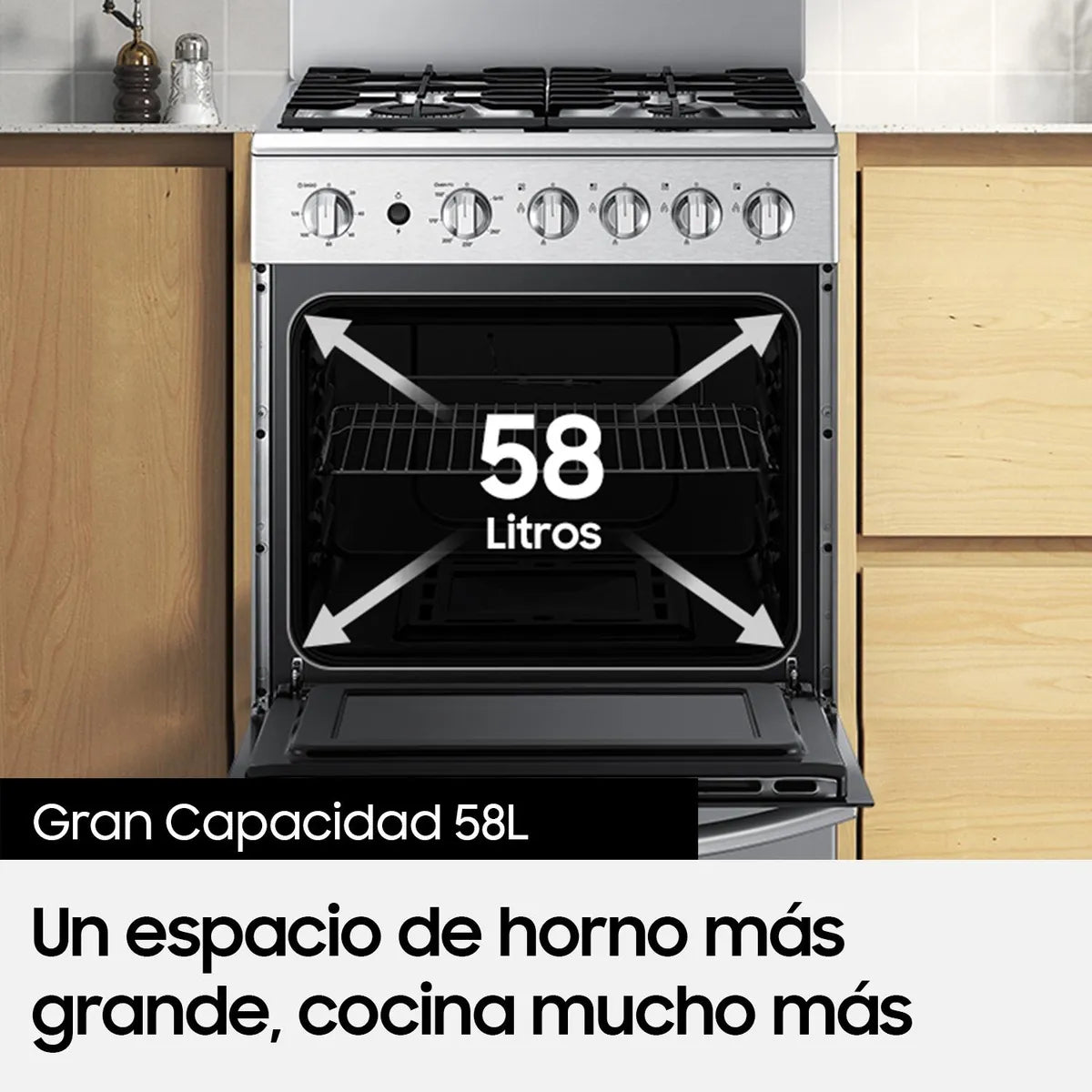 Cocina a Gas 4 Quemadores Samsung NX24BG57413SZS, Gris