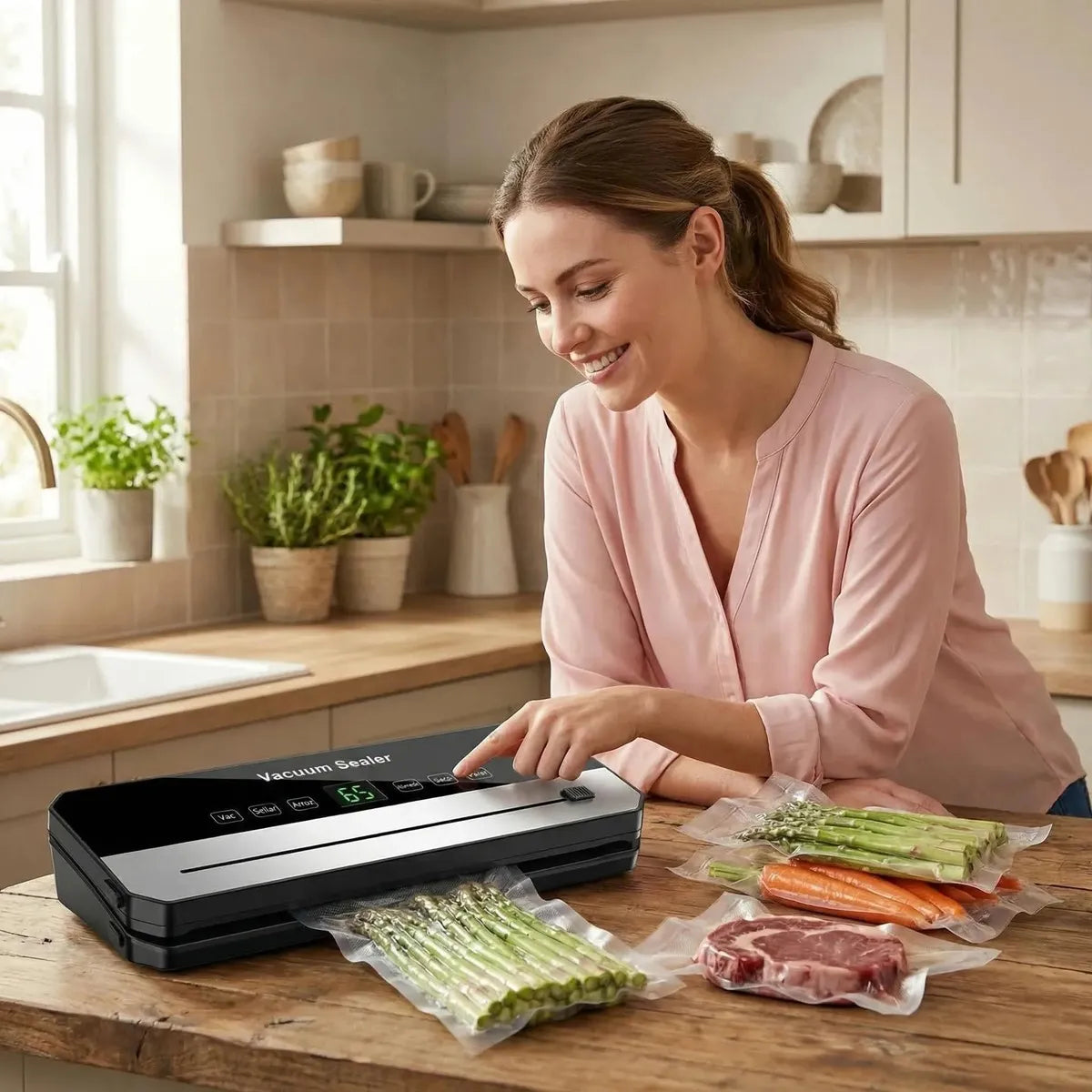 Máquina Selladora al Vacío para Alimentos 120W 6 Vacuum Sealer 51050