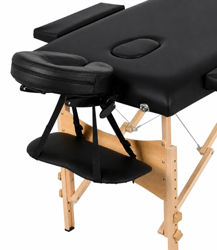 Camilla de Masaje IGPro IGCM2-MB 2 Cuerpos Madera con Bolso, Negro