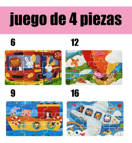 Rompecabezas Puzzle Duoqu 4 En 1 Transporte 36+