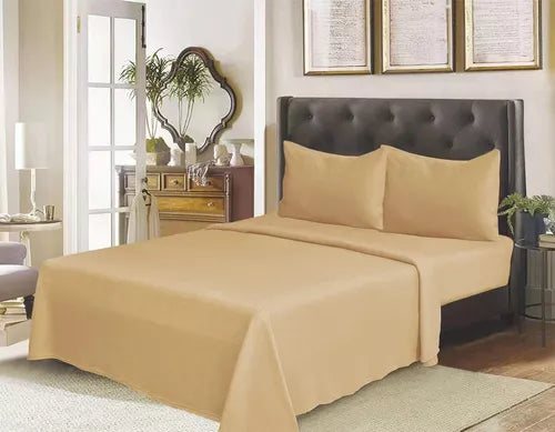 Sabana De Polar Genérico Con 2 Fundas Almohadas Beige 2.5 Plazas