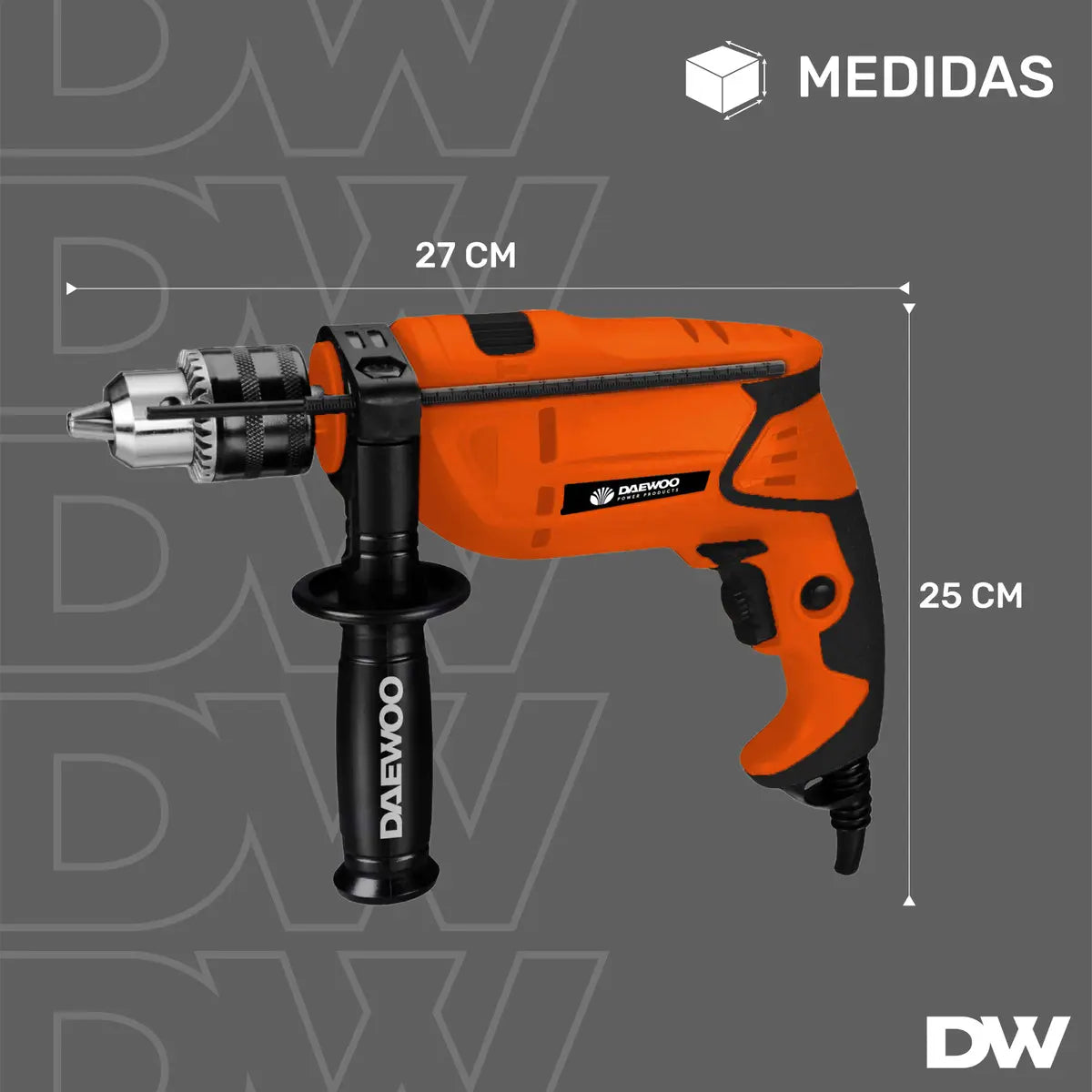 Taladro de Impacto Daewoo DAID550BX 550W 3300RPM, Anaranjado