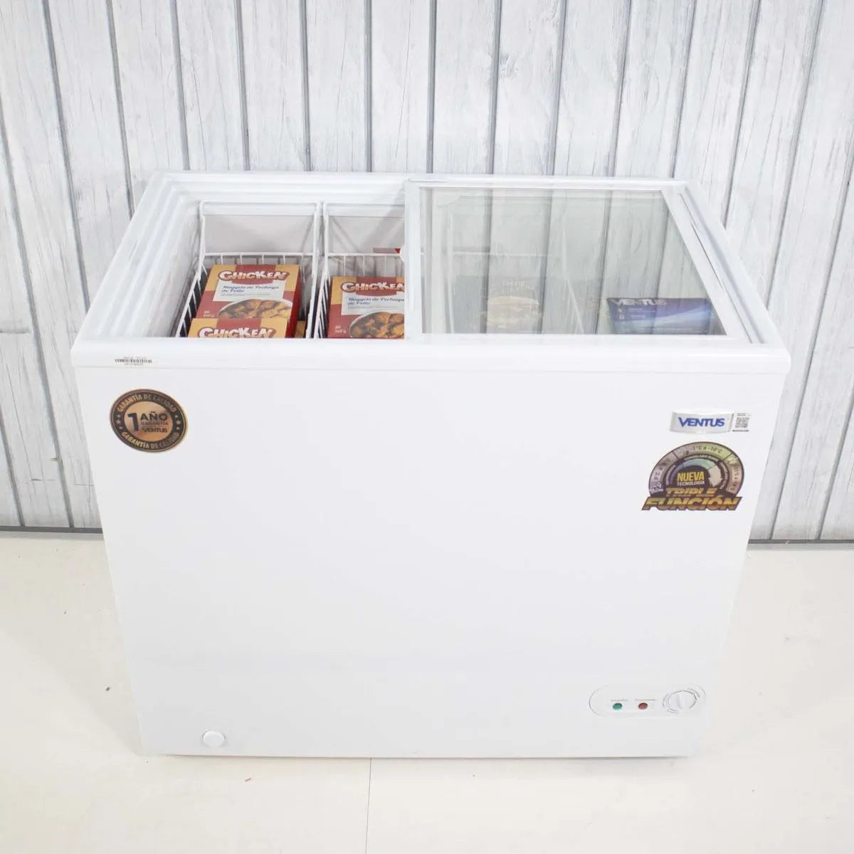 Conservadora Tapa De Vidrio Ventus Ctv-210 Blanco Caja