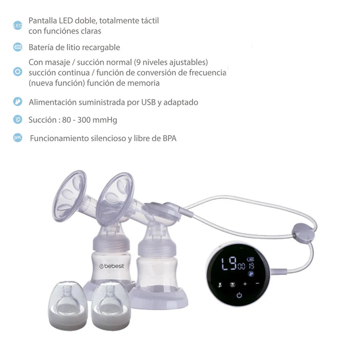 Extractor  De Leche Electrico Recargable Bebesit Duo Lx Blanco