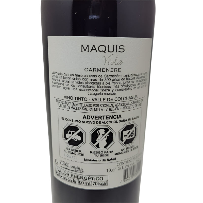 Vino Tinto Maquis Viola Carmenere Colchagua Valley 100 Ml 2015