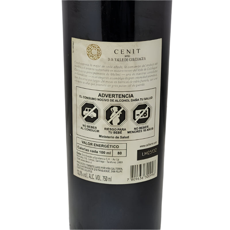 Vino Tinto Caliterra Cenit Valle De Colchagua 750 Ml 2021